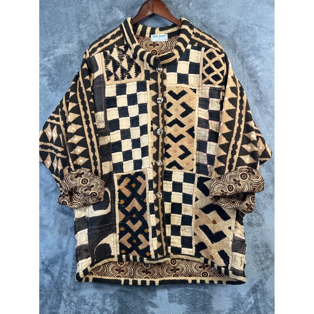 Vintage Kuba Cloth Jacket Womens XL OOAK Handmade by Ann Made Santa Fe